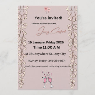 Floral Bridal Shower Invitation | Custom Name & De Kaart
