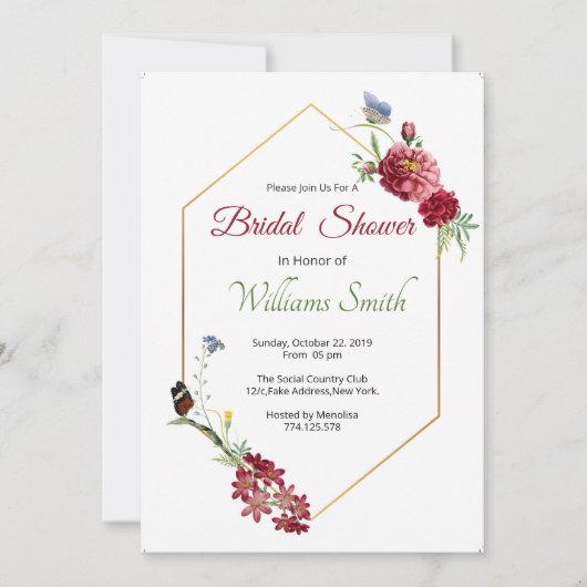 Floral Bridal Shower Invitation Kaart (Voorkant)