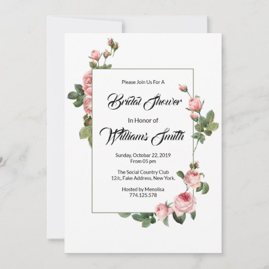 Floral Bridal Shower Invitation Kaart (Voorkant)