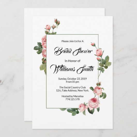 Floral Bridal Shower Invitation Kaart (Voorkant / Achterkant)