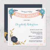 Floral Bridal Shower Invitation, Modern Kaart (Voorkant / Achterkant)