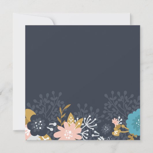 Floral Bridal Shower Invitation, Modern Kaart (Achterkant)