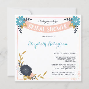 Floral Bridal Shower Invitation, Modern Kaart