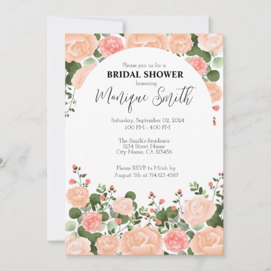 Floral Bridal Shower Invitation Sjabloon Kaart (Voorkant)