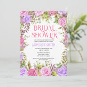 Floral Bridal Shower Invitation Sjabloon Kaart (Staand voorkant)