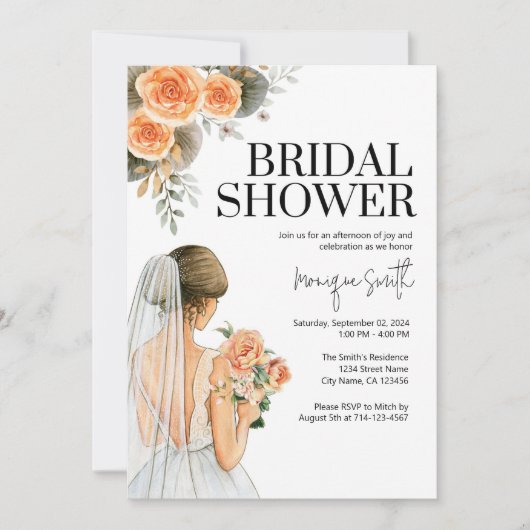 Floral Bridal Shower Invitation Sjabloon Kaart (Voorkant)