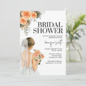 Floral Bridal Shower Invitation Sjabloon Kaart (Staand voorkant)