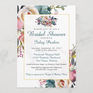 Floral Bridal Shower Invitation Summer Herfst Roze Kaart