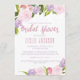 Floral Bridal Shower Invitation Waterverf Flowers Kaart