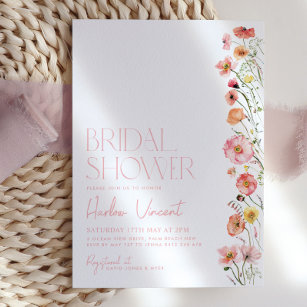Floral Bridal Shower Invitation Wildbloemen Modern Kaart
