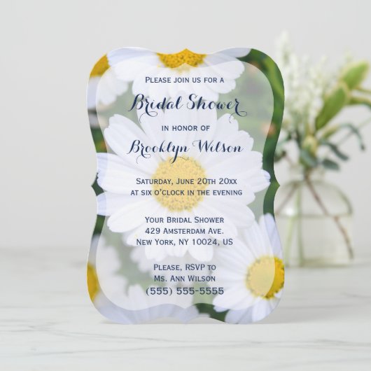 Floral Bridal Shower Invitations Daisy Bracket Kaart (Staand voorkant)