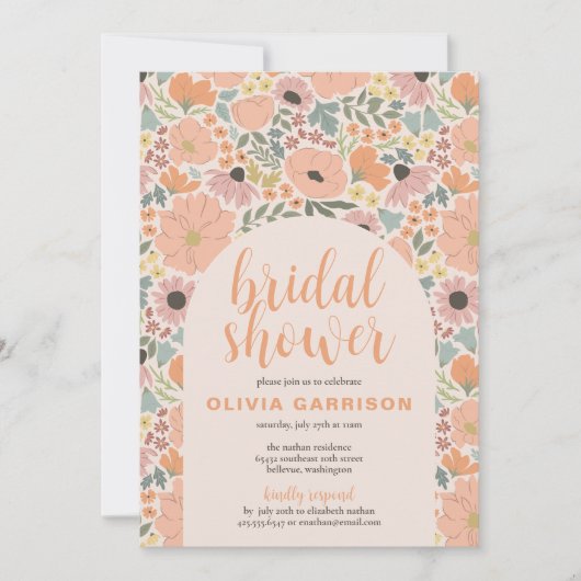 Floral Bridal Shower Kaart (Voorkant)