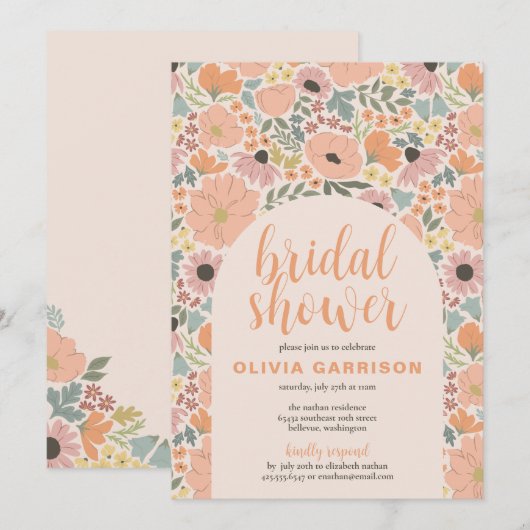 Floral Bridal Shower Kaart (Voorkant / Achterkant)