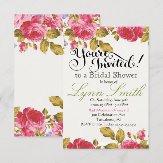 Floral Bridal Shower Kaart (Voorkant / Achterkant)