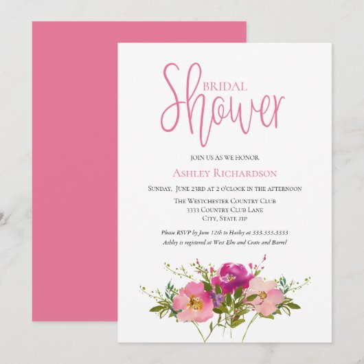 Floral Bridal Shower Kaart (Voorkant / Achterkant)