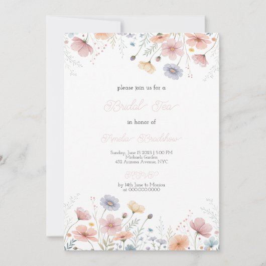 Floral Bridal Tea Invitation Spring Garden Party Kaart (Voorkant)