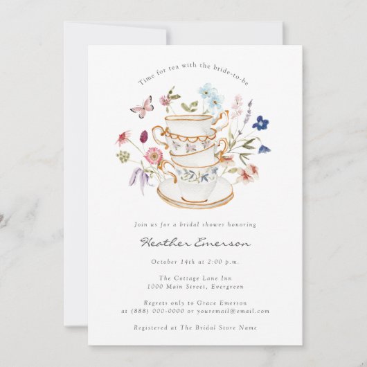 Floral Bridal Tea Kaart (Voorkant)