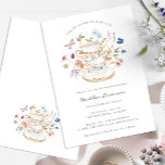 Floral Bridal Tea Kaart<br><div class="desc">Laat je speciale dag bloesem met Floral Bridal Tea uitnodiging! Deze Floral Bridal Tea Invitation kenmerkt verbluffende handbeschilderde waterverf floralen in tinten van diep paars, stoffig blauw, en wazige roze met grijze zondebok. Of je nu een tuinfeest of een luie, intieme bijeenkomst organiseert, deze mooie uitnodiging zal een speciale charme...</div>