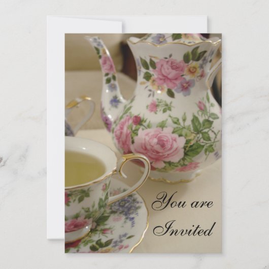Floral Bridal Tea Party Invitation Kaart (Voorkant)