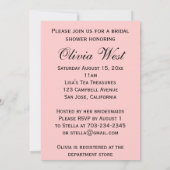 Floral Bridal Tea Party Invitation Kaart (Achterkant)