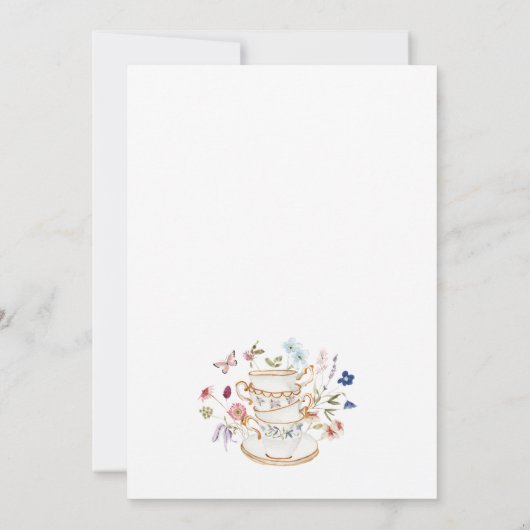 Floral Bridal Tea Party Kaart (Achterkant)