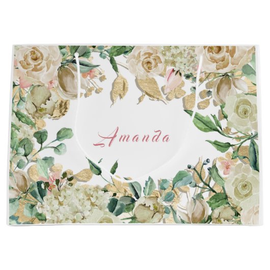 Floral Bridal Weddenschap Birthday Rozen Mint Blus Groot Cadeauzakje (Voorkant)