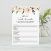 Floral Bridal Word Scramble Bride Showgame Kaart (Staand voorkant)