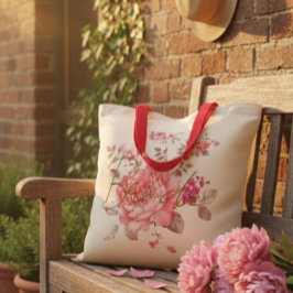 Floral Bride Bag - Elegant Pink Design Tote Bag