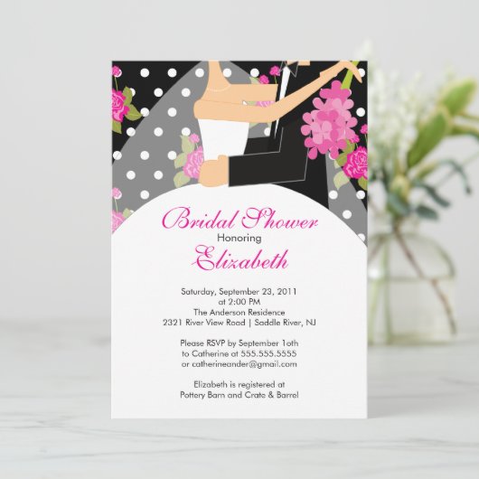 Floral Bride Bridal Shower Kaart (Staand voorkant)