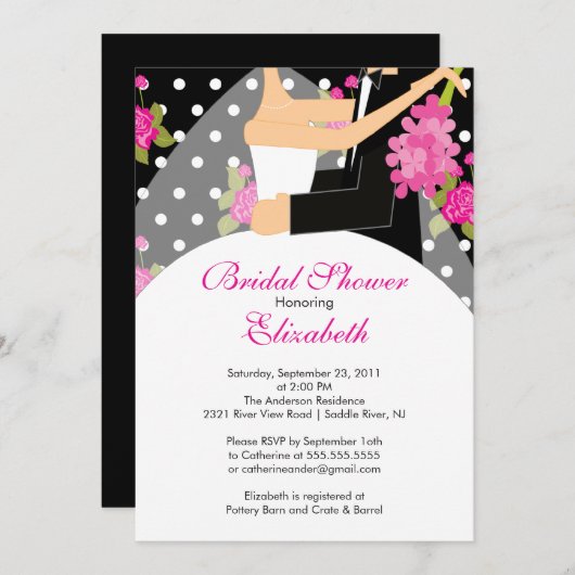 Floral Bride Bridal Shower Kaart (Voorkant / Achterkant)