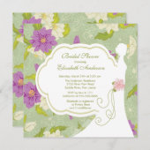 Floral Bride Bridal Shower Paars Kaart (Voorkant / Achterkant)