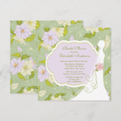 Floral Bride Bridal Shower Paars Kaart (Voorkant / Achterkant)