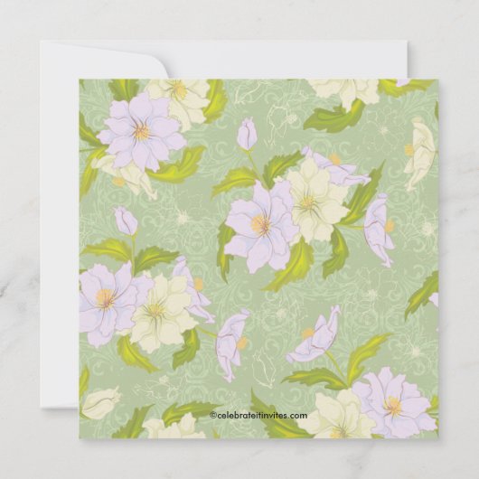 Floral Bride Bridal Shower Paars Kaart (Achterkant)