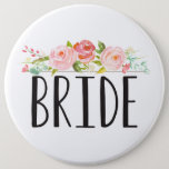 Floral | Bride Button<br><div class="desc">florale pin met "Bride".</div>