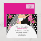 Floral Bride & Groom Save the Date Uitnodiging (Voorkant / Achterkant)