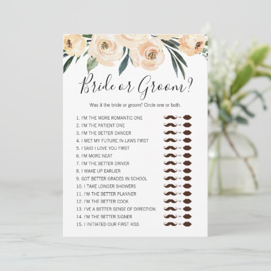 Floral Bride of Groom Bride de Uitnodiging van het (Staand voorkant)