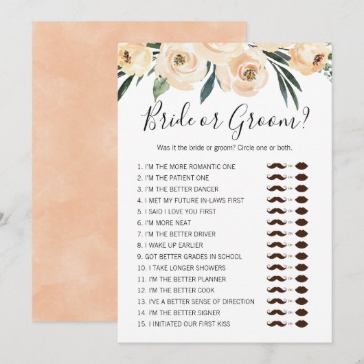 Floral Bride of Groom Bride de Uitnodiging van het (Voorkant / Achterkant)