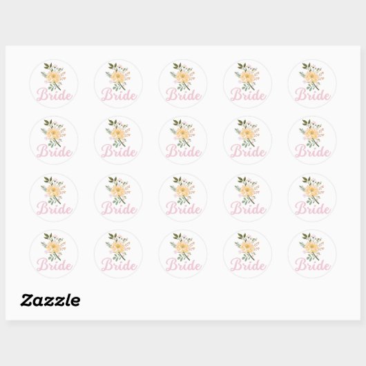 Floral Bride Ronde Sticker (Vel)