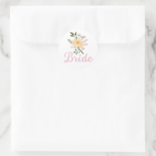 Floral Bride Ronde Sticker (Tas)