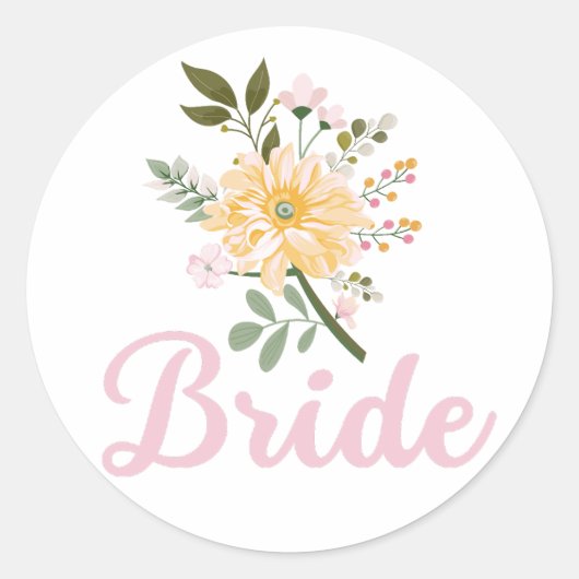 Floral Bride Ronde Sticker (Voorkant)
