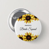 Floral Bride Squad Sunflower Yellow White Wedding Ronde Button 5,7 Cm (Voorkant /achterkant)