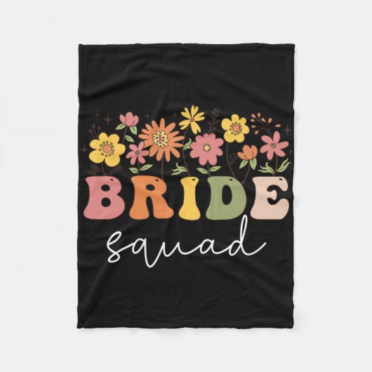 Floral Bride Squad Wildflower Wedding Bachelorette Fleece Deken (Voorkant)