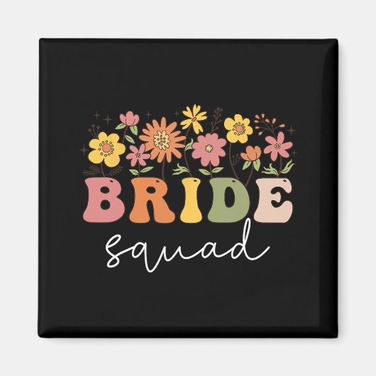 Floral Bride Squad Wildflower Wedding Bachelorette Magneet (Voorkant)