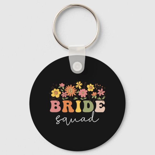 Floral Bride Squad Wildflower Wedding Bachelorette Sleutelhanger (Voorkant)