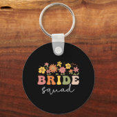Floral Bride Squad Wildflower Wedding Bachelorette Sleutelhanger (Voorkant)