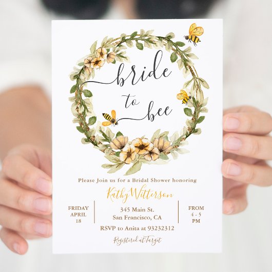 Floral Bride to Bee Bridal Shower Invitation Kaart