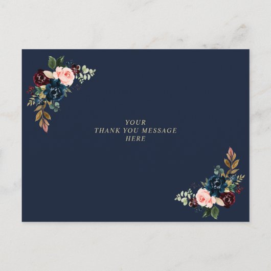 Floral Bridesmaid Dank je wel Uitnodiging Briefkaart (Achterkant)