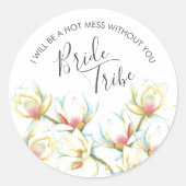 Floral Bridesmaid Gifts White Magnolia Ronde Sticker (Voorkant)