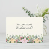 Floral Bridesmaid Proposal Wedding Card Kaart (Staand voorkant)