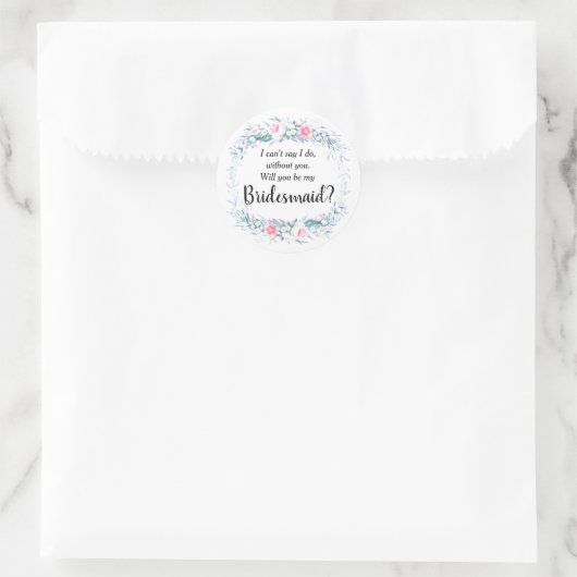 Floral Bridesmaid Ronde Sticker (Tas)
